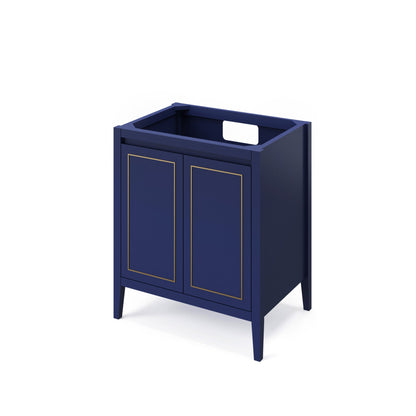 Hardware Resources Jeffrey Alexander Percival 30" Hale Blue Freestanding Vanity With Boulder Cultured Marble Vanity Top, Backsplash and Rectangle Undermount Sink