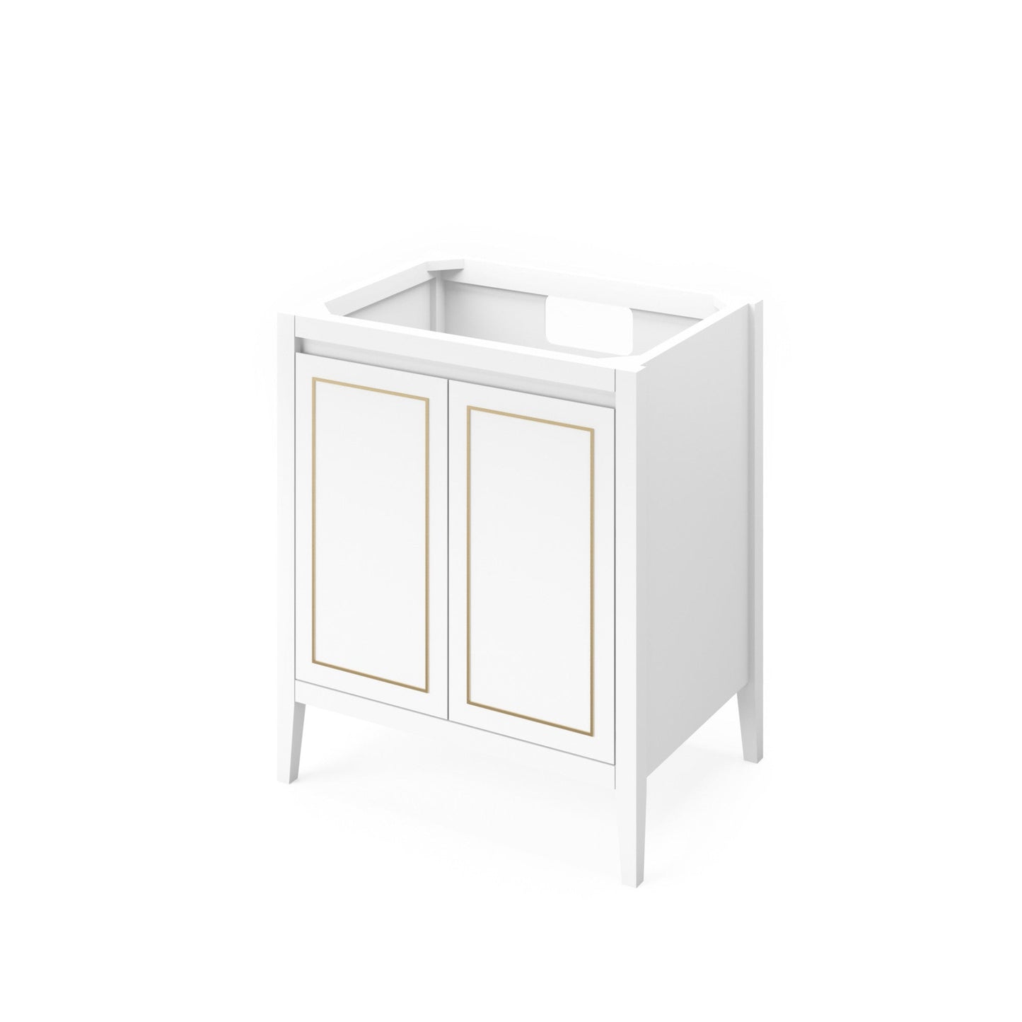 Hardware Resources Jeffrey Alexander Percival 30" White Freestanding Vanity With Boulder Cultured Marble Vanity Top, Backsplash and Rectangle Undermount Sink