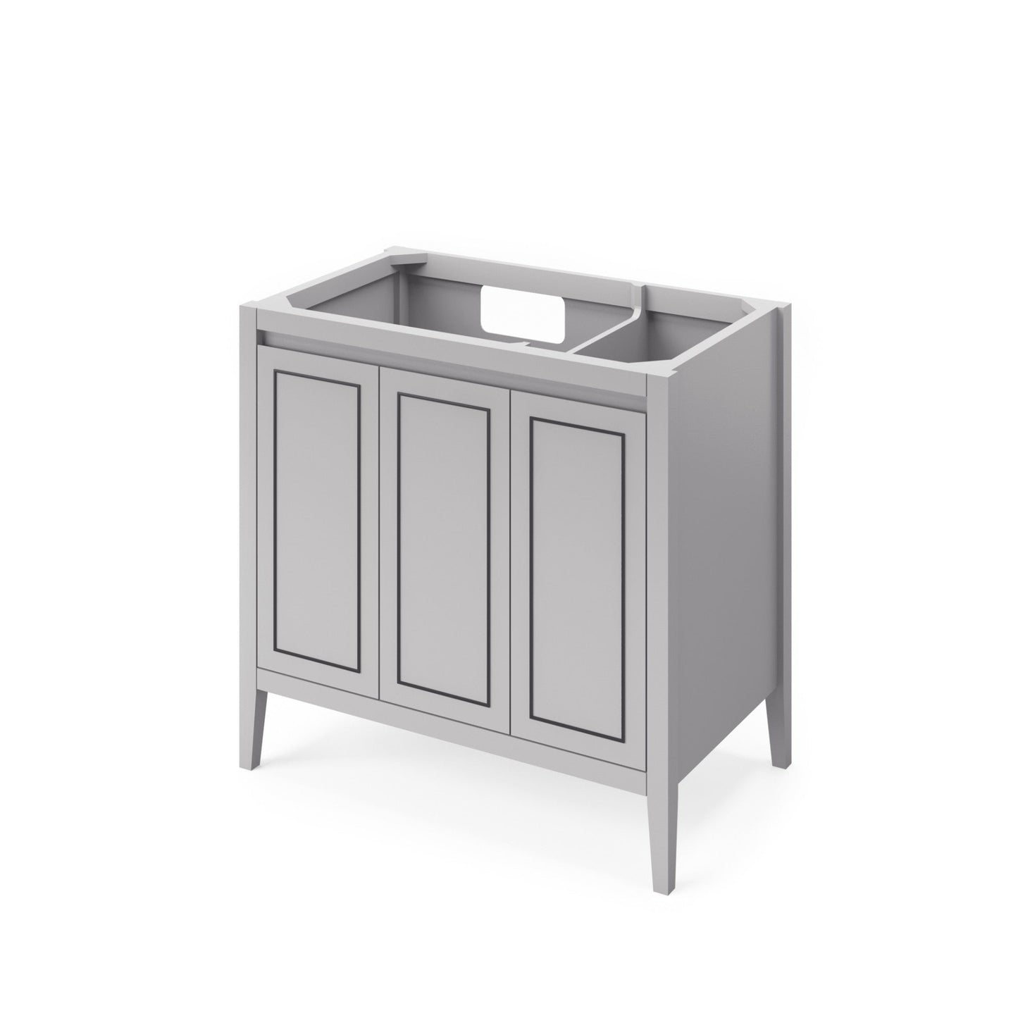 Hardware Resources Jeffrey Alexander Percival 36" Grey Freestanding Vanity With Left Offset, Lavante Cultured Marble Vessel Vanity Top , Backsplash and Rectangle Undermount Sink