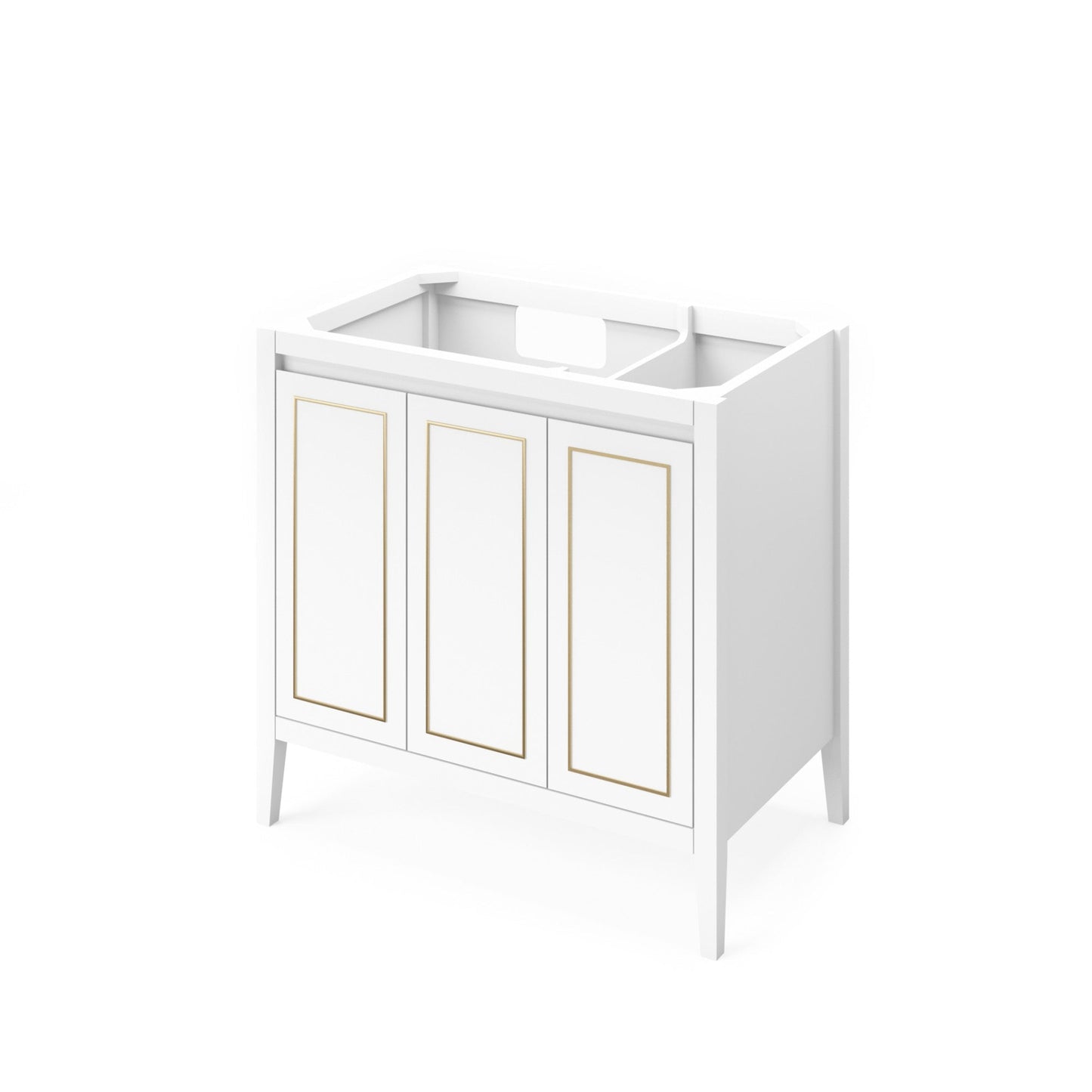 Hardware Resources Jeffrey Alexander Percival 36" White Freestanding Vanity With Left Offset, Boulder Vanity Cultured Marble Vanity Top, Backsplash and Rectangle Undermount Sink