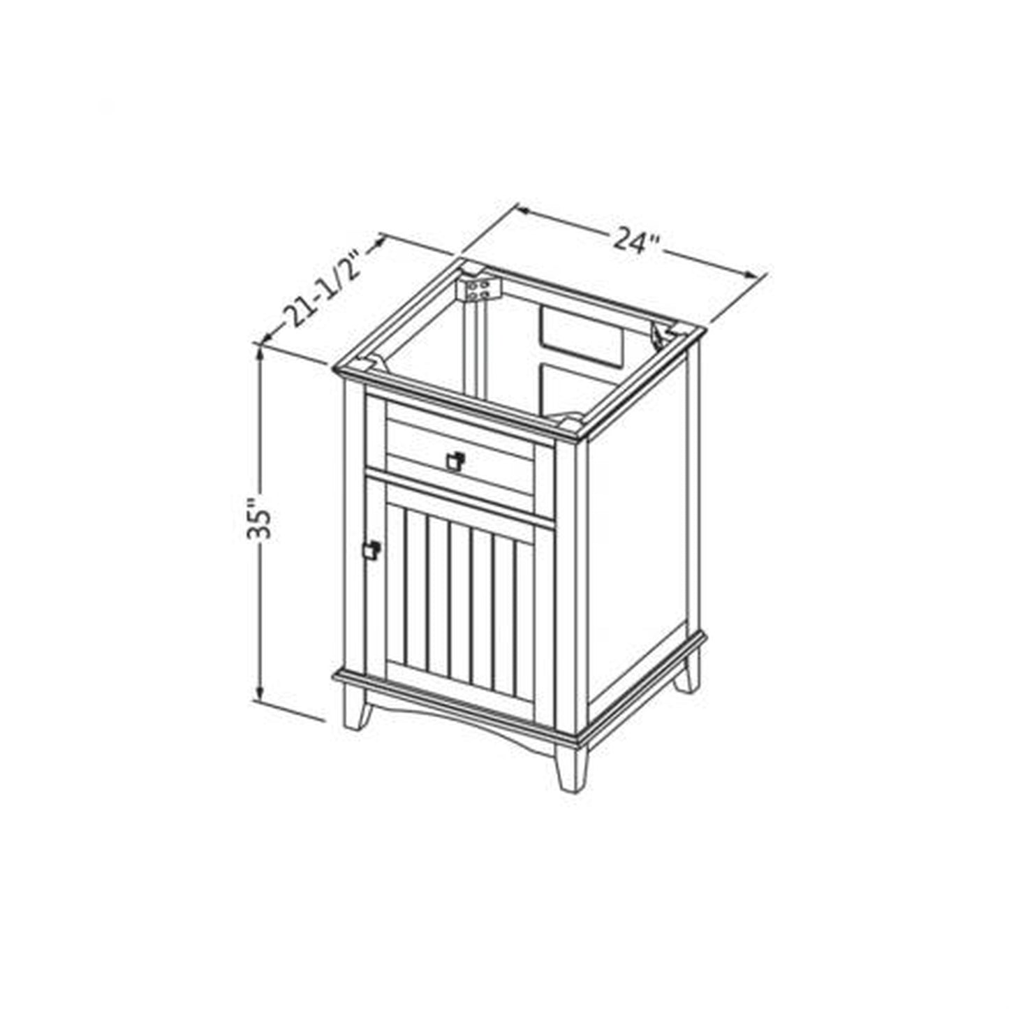 Hardware Resources Jeffrey Alexander Savino 24" White Freestanding Vanity With Black Granite Vanity Top, Backsplash and Rectangle Undermount Sink