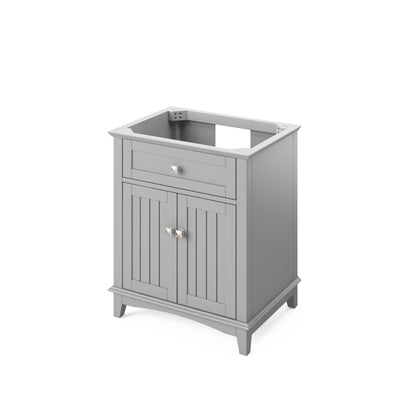 Hardware Resources Jeffrey Alexander Savino 30" Gray Freestanding Vanity With Black Granite Vanity Top, Backsplash and Rectangle Undermount Sink