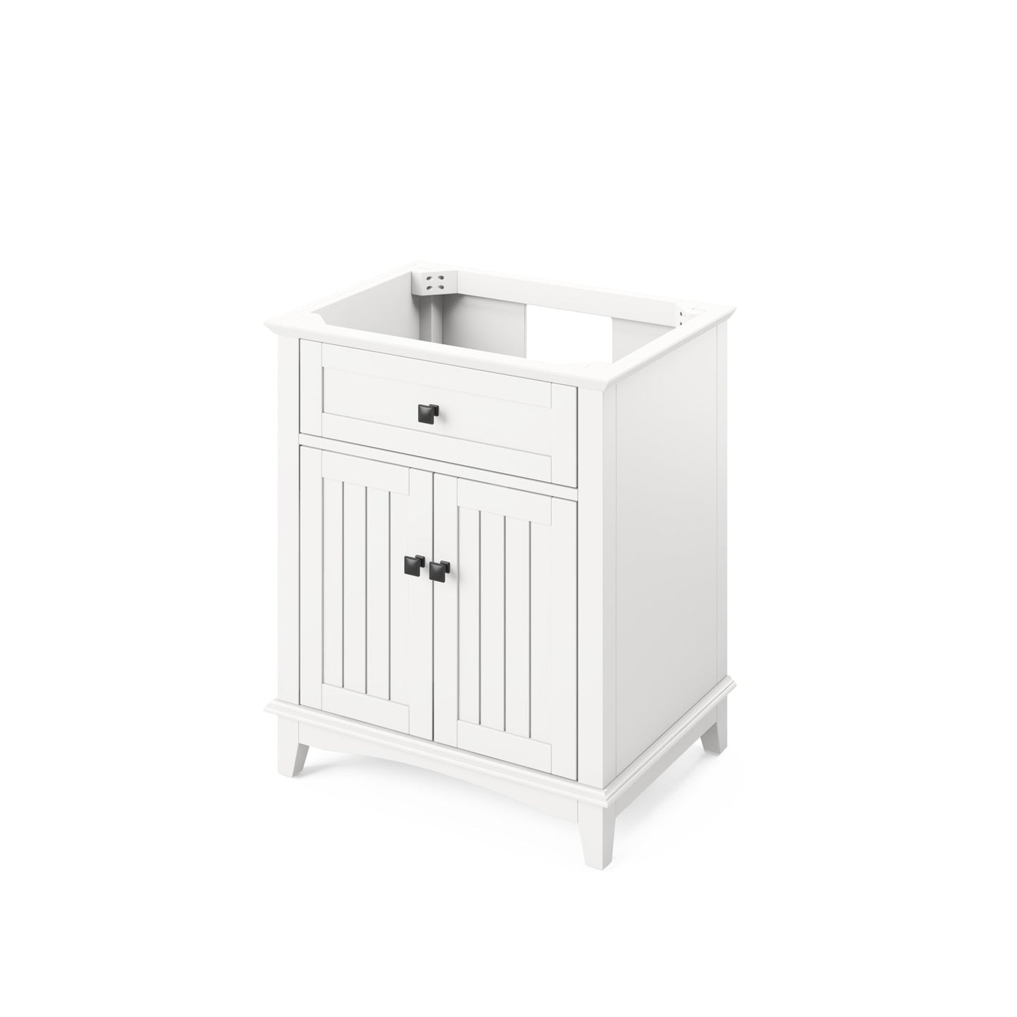 Hardware Resources Jeffrey Alexander Savino 30" White Freestanding Vanity With Boulder Cultured Marble Vanity Top, Backsplash and Rectangle Undermount Sink