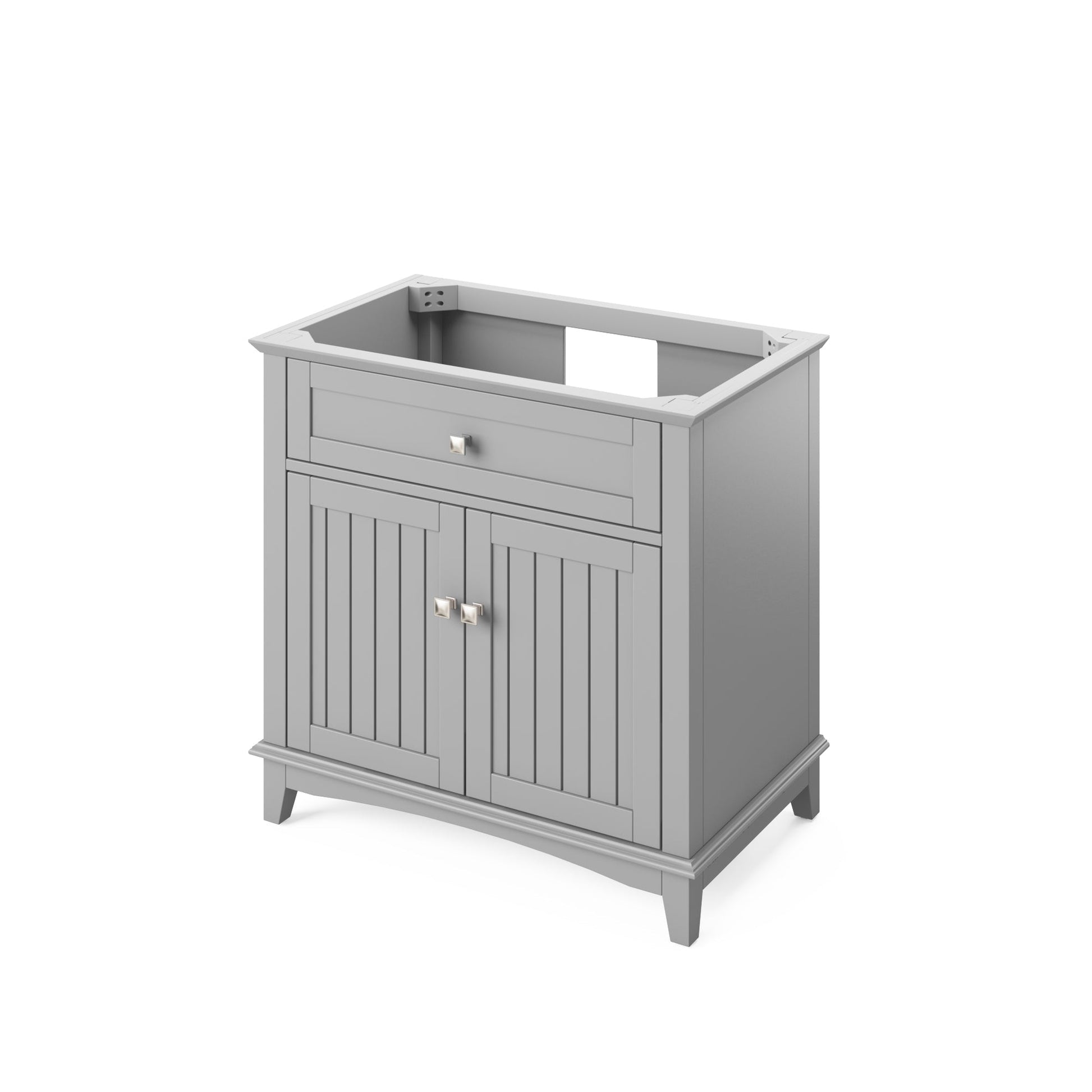 Hardware Resources Jeffrey Alexander Savino 36" Gray Freestanding Vanity With Steel Gray Cultured Marble Vanity Top, Backsplash and Rectangle Undermount Sink