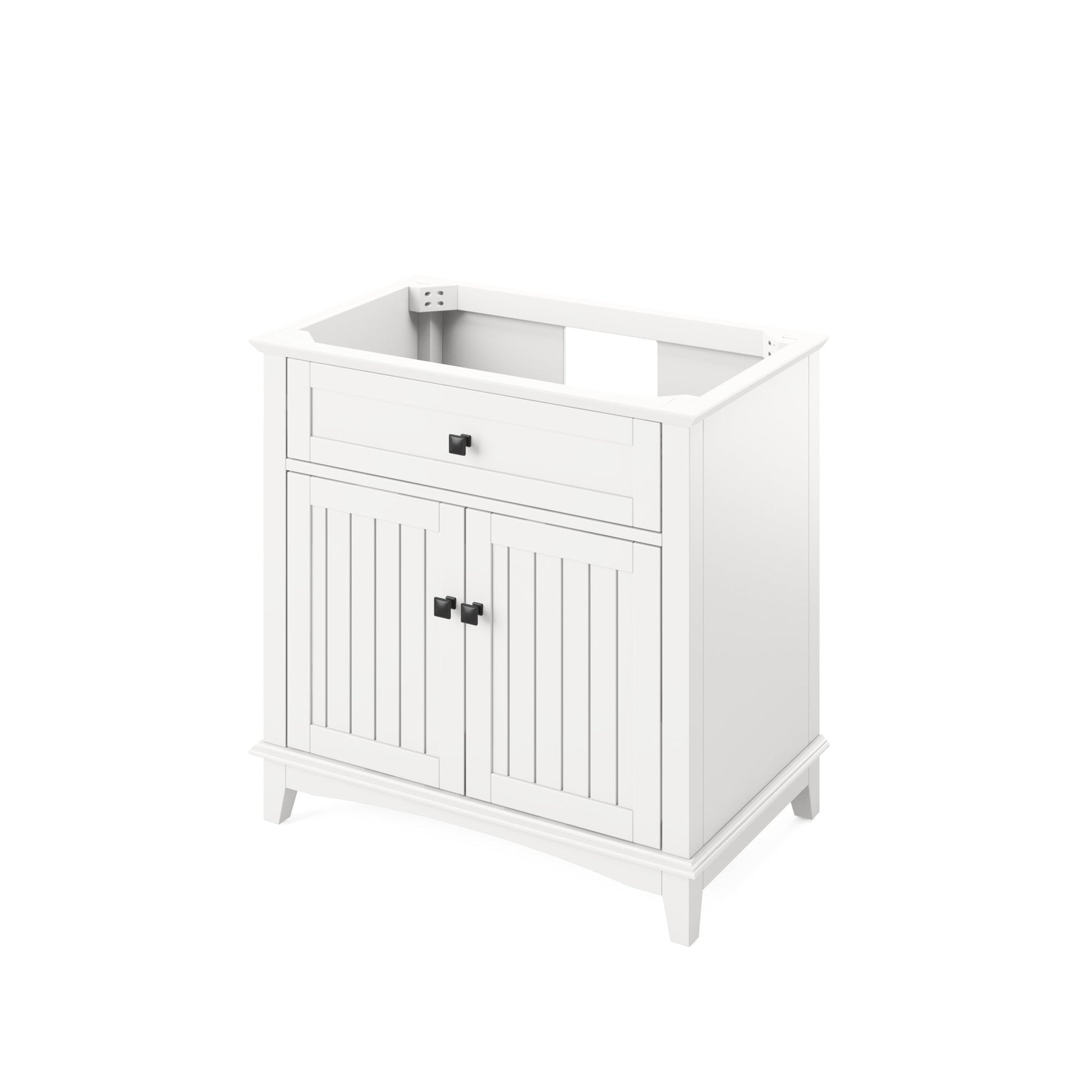 Hardware Resources Jeffrey Alexander Savino 36" White Freestanding Vanity With Black Granite Vanity Top, Backsplash and Rectangle Undermount Sink