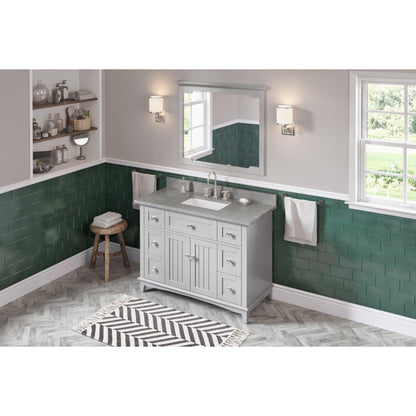 Hardware Resources Jeffrey Alexander Savino 48" Gray Freestanding Vanity With Steel Gray Cultured Marble Vanity Top, Backsplash and Rectangle Undermount Sink