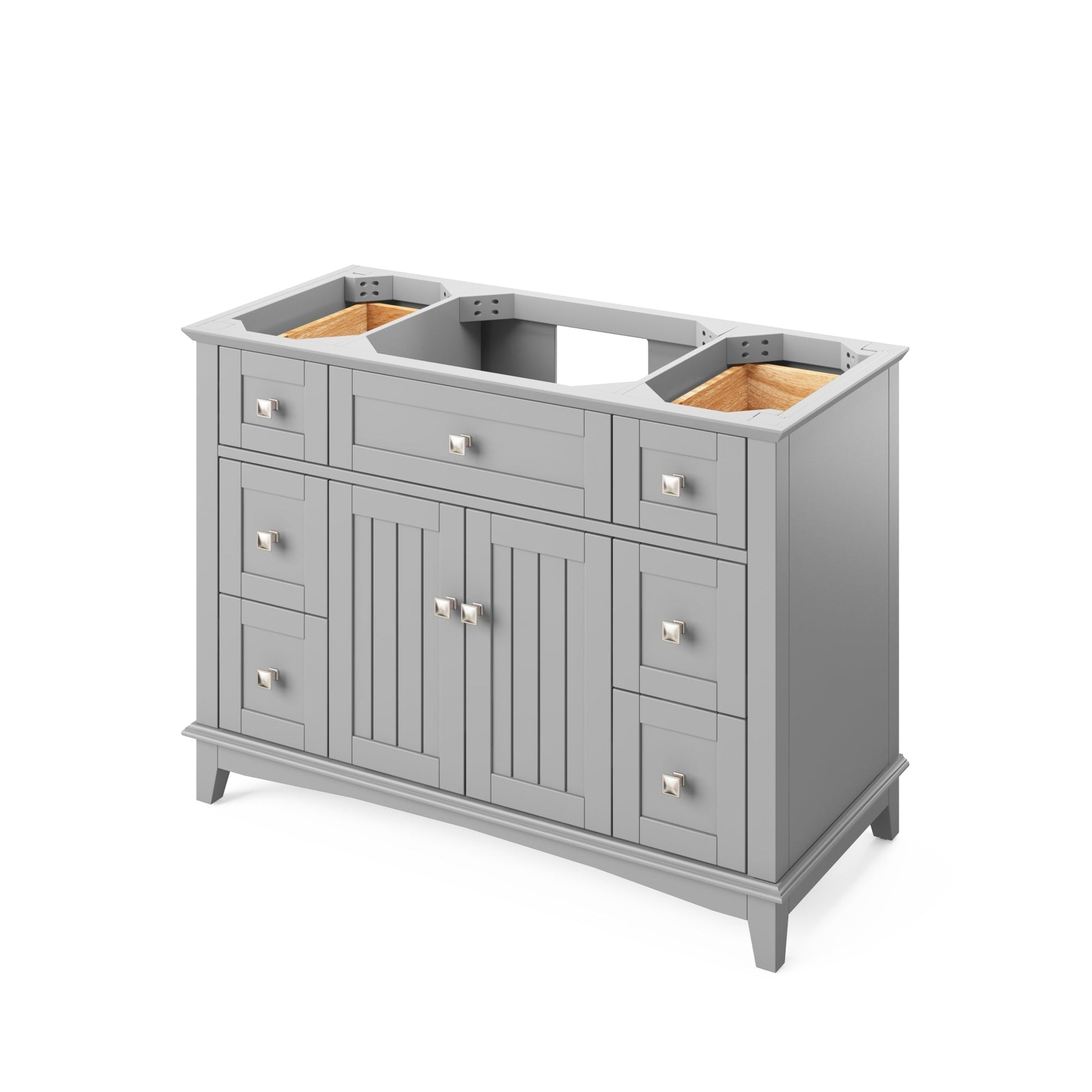 Hardware Resources Jeffrey Alexander Savino 48" Gray Freestanding Vanity With Steel Gray Cultured Marble Vanity Top, Backsplash and Rectangle Undermount Sink