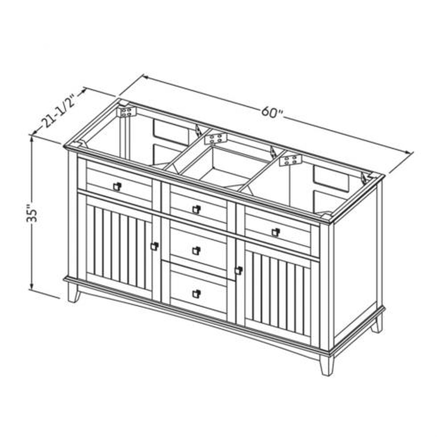 Hardware Resources Jeffrey Alexander Savino 60" Gray Freestanding Vanity With Double Bowl, Black Granite Vanity Top, Backsplash and Rectangle Undermount Sink