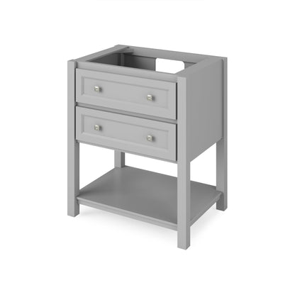 Hardware Resources Jeffrey Alexander Silver Label Adler 30" Gray Freestanding Vanity With Calacatta Vienna Quartz Vanity Top, Backsplash and Rectangle Undermount Sink