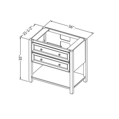 Hardware Resources Jeffrey Alexander Silver Label Adler 36" Gray Freestanding Vanity With Black Granite Vanity Top, Backsplash and Rectangle Undermount Sink