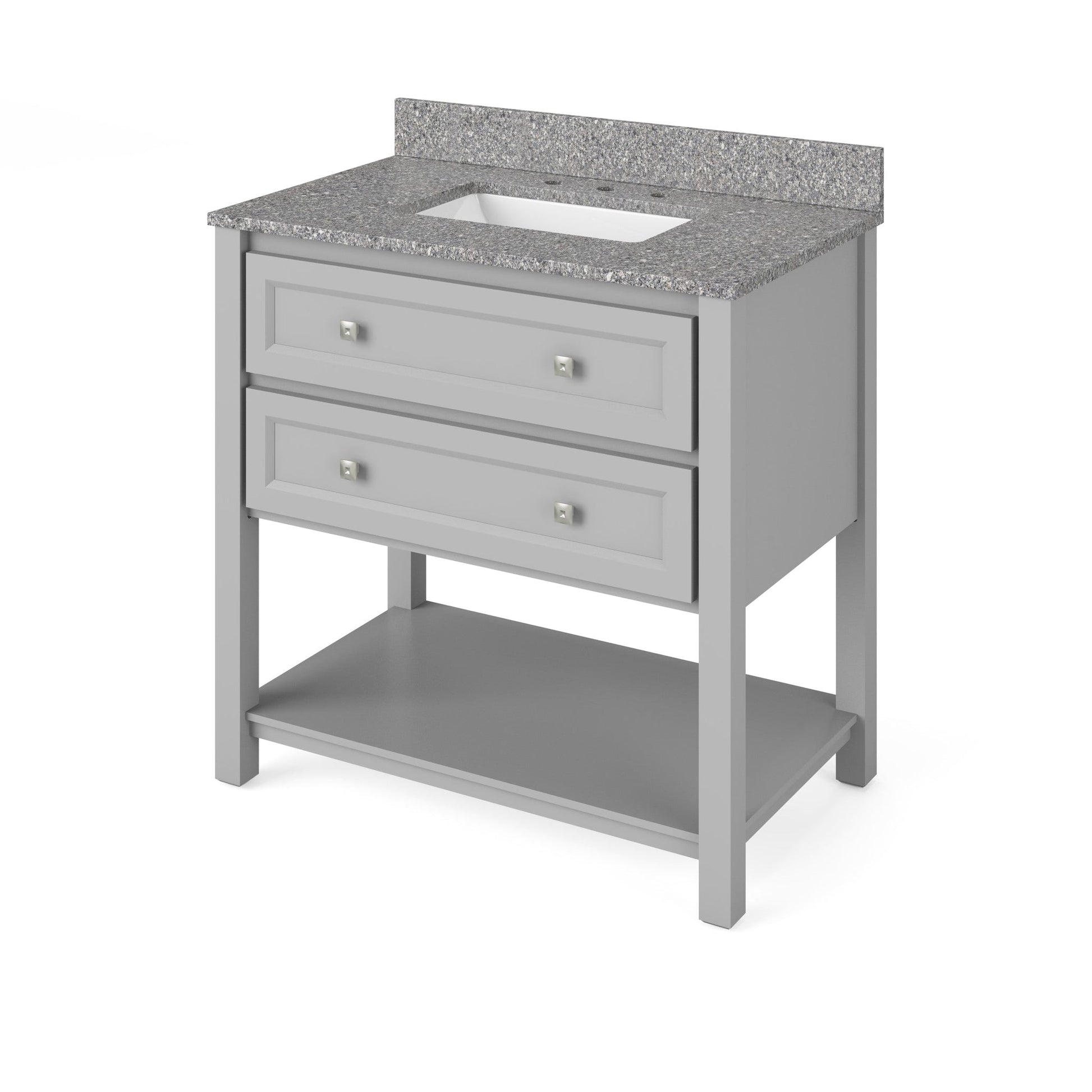 Hardware Resources Jeffrey Alexander Silver Label Adler 36" Gray Freestanding Vanity With Boulder Cultured Marble Vanity Top, Backsplash and Rectangle Undermount Sink