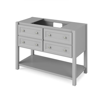 Hardware Resources Jeffrey Alexander Silver Label Adler 48" Gray Freestanding Vanity With Black Granite Vanity Top, Backsplash and Rectangle Undermount Sink