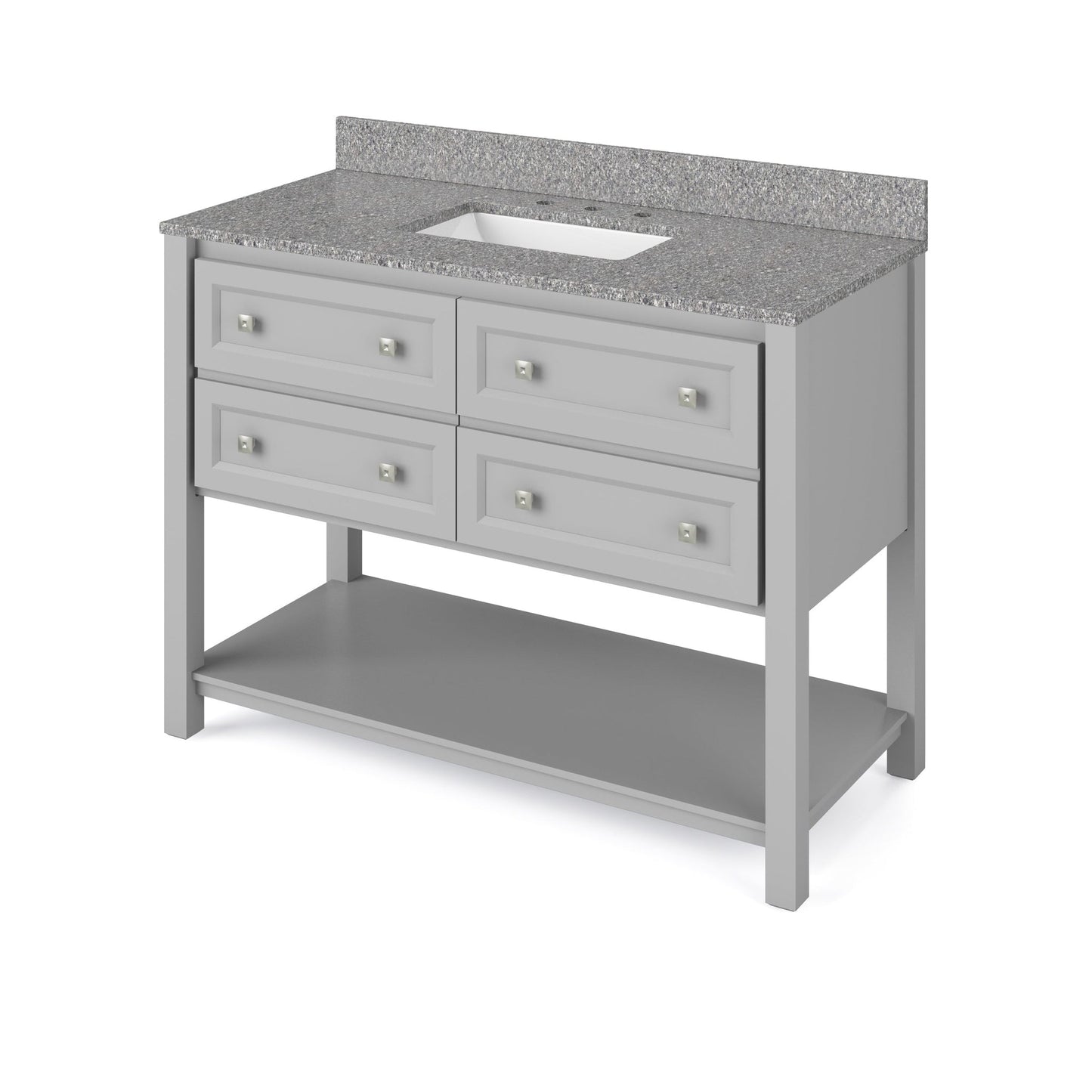 Hardware Resources Jeffrey Alexander Silver Label Adler 48" Gray Freestanding Vanity With Boulder Cultured Marble Vanity Top, Backsplash and Rectangle Undermount Sink