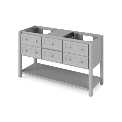 Hardware Resources Jeffrey Alexander Silver Label Adler 60" Gray Freestanding Vanity With Double Bowl, Black Granite Vanity Top, Backsplash and Double Rectangle Undermount Sink