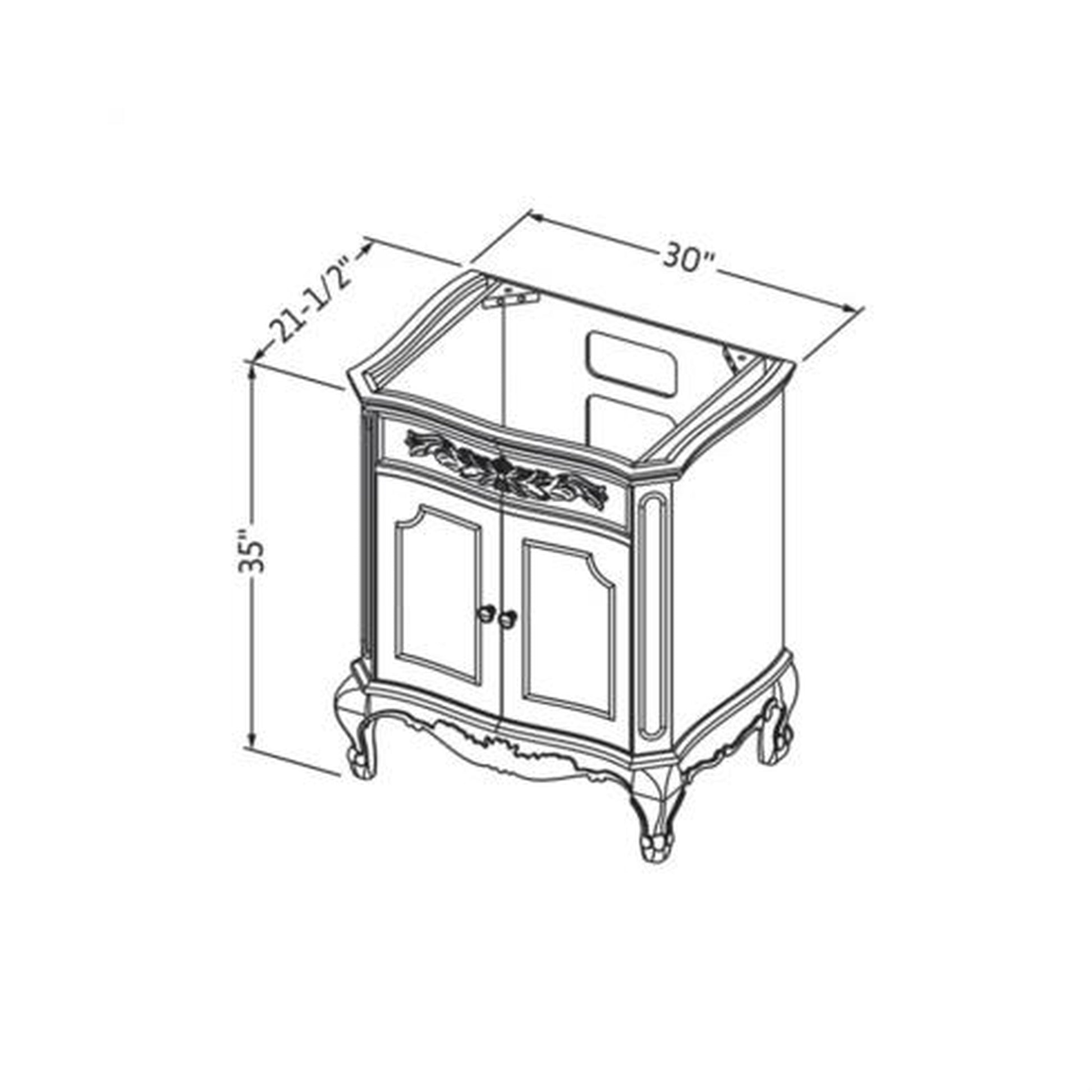 Hardware Resources Jeffrey Alexander Silver Label Clairemont 30" Nutmeg Freestanding Vanity With Clairemont-Only Black Granite Vanity Top, Backsplash and Rectangle Undermount Sink