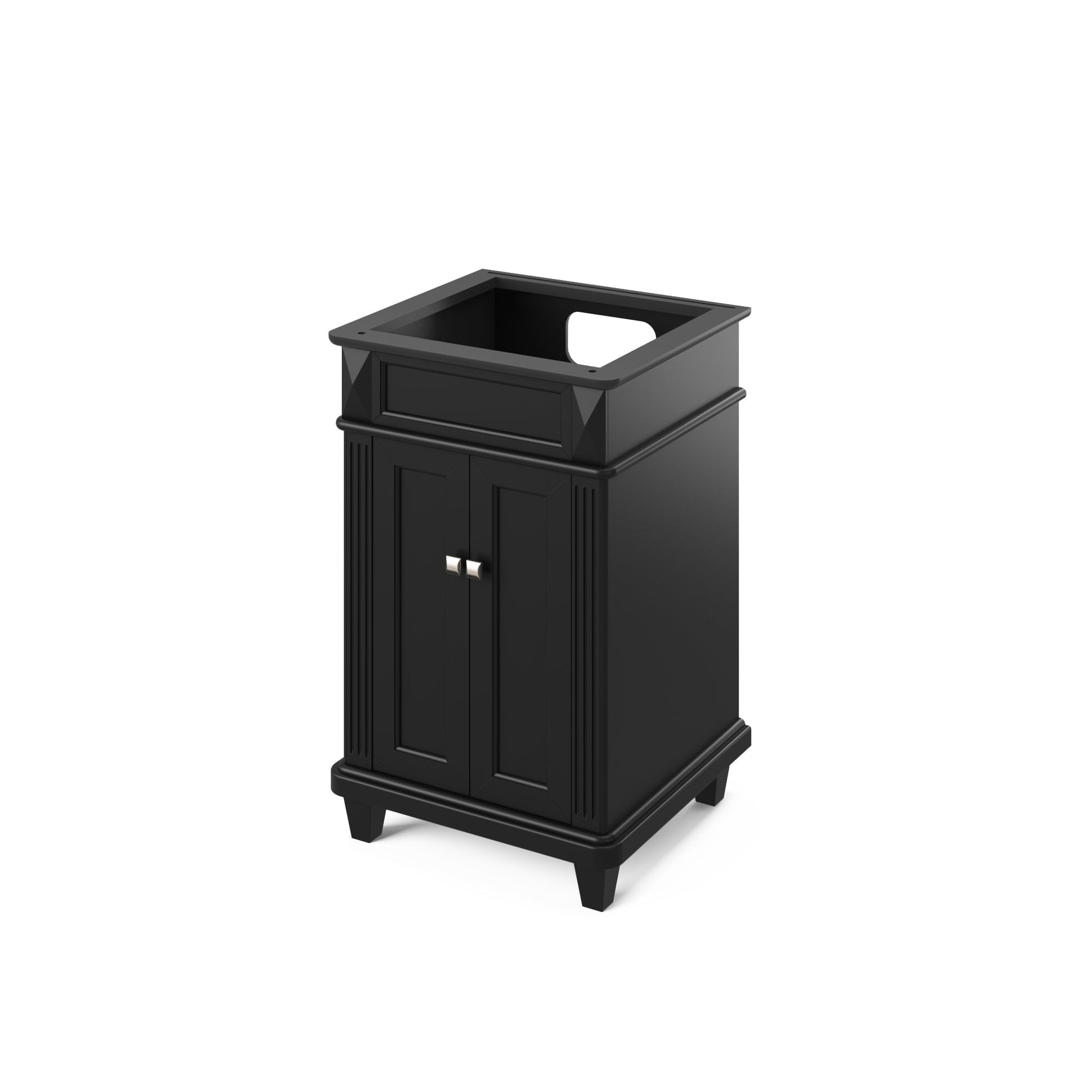 Hardware Resources Jeffrey Alexander Silver Label Douglas 24" Black Freestanding Vanity With White Carrara Marble Vanity Top, Backsplash and Rectangle Undermount Sink