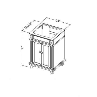 Hardware Resources Jeffrey Alexander Silver Label Douglas 24" Hale Blue Freestanding Vanity With White Carrara Marble Vanity Top, Backsplash and Rectangle Undermount Sink