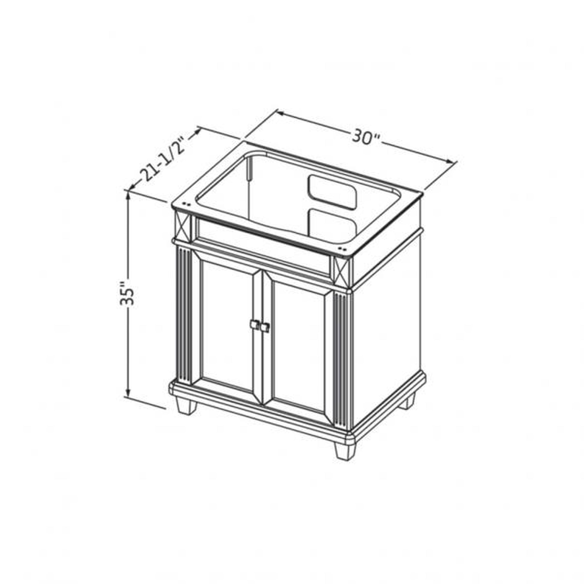 Hardware Resources Jeffrey Alexander Silver Label Douglas 30" White Freestanding Vanity With White Carrara Marble Vanity Top, Backsplash and Rectangle Undermount Sink