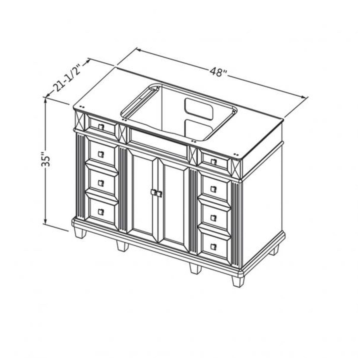 Hardware Resources Jeffrey Alexander Silver Label Douglas 48" White Freestanding Vanity With White Carrara Marble Vanity Top, Backsplash and Rectangle Undermount Sink