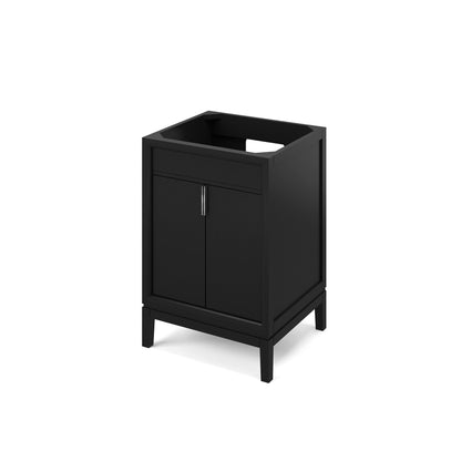 Hardware Resources Jeffrey Alexander Theodora 24" Black Freestanding Vanity With Boulder Cultured Marble Vanity Top, Backsplash and Rectangle Undermount Sink