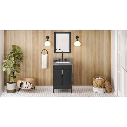 Hardware Resources Jeffrey Alexander Theodora 24" Black Freestanding Vanity With Boulder Cultured Marble Vanity Top, Backsplash and Rectangle Undermount Sink