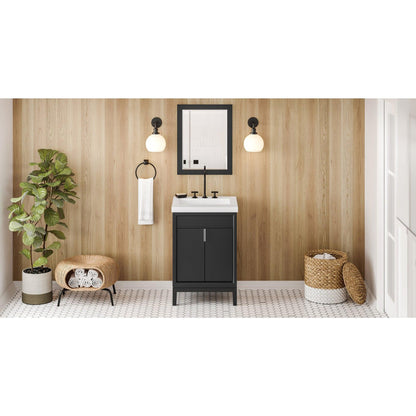 Hardware Resources Jeffrey Alexander Theodora 24" Black Freestanding Vanity With Lavante Cultured Marble Vessel Vanity Top, Backsplash and Rectangle Undermount Sink