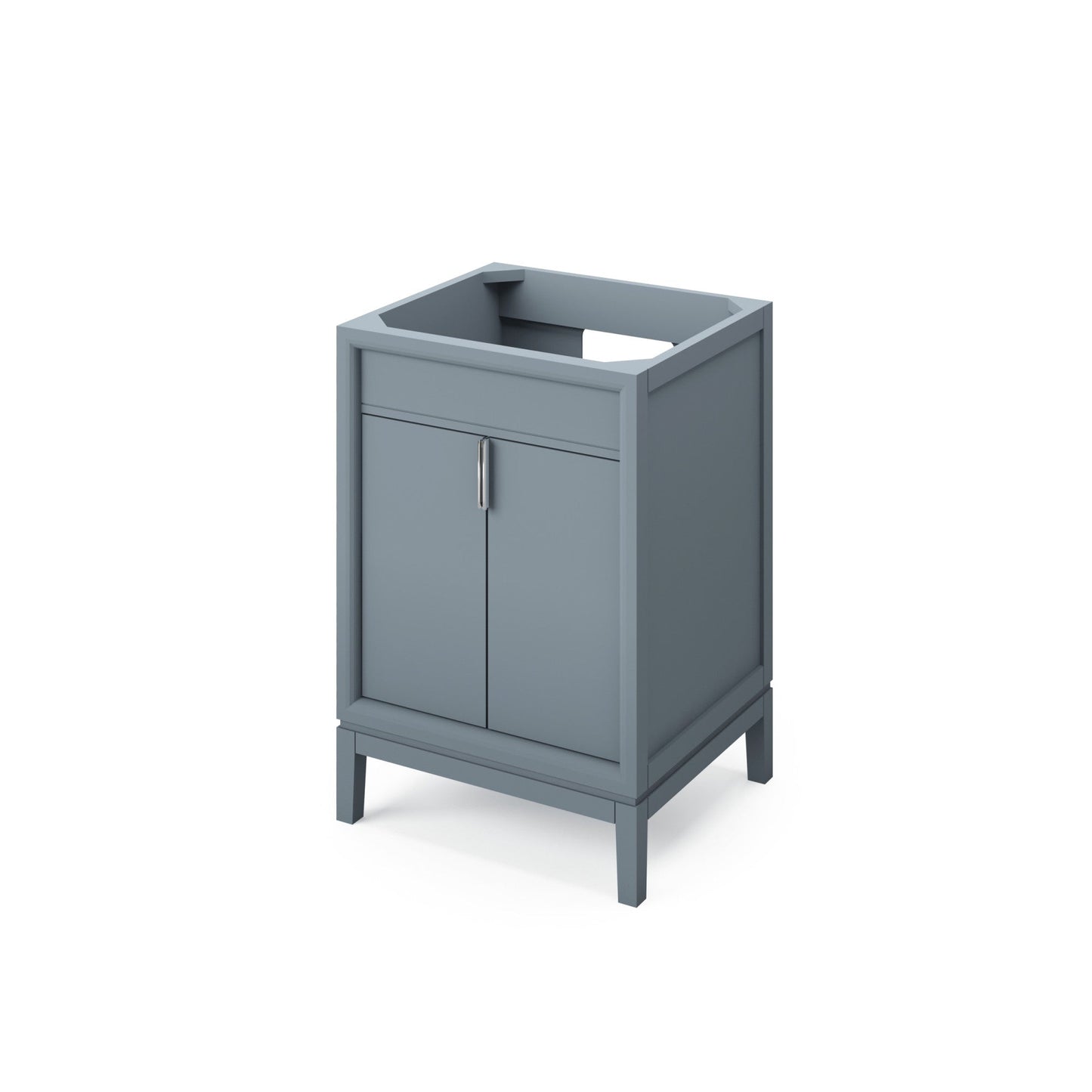 Hardware Resources Jeffrey Alexander Theodora 24" Blue Steel Freestanding Vanity With Black Granite Vanity Top, Backsplash and Rectangle Undermount Sink