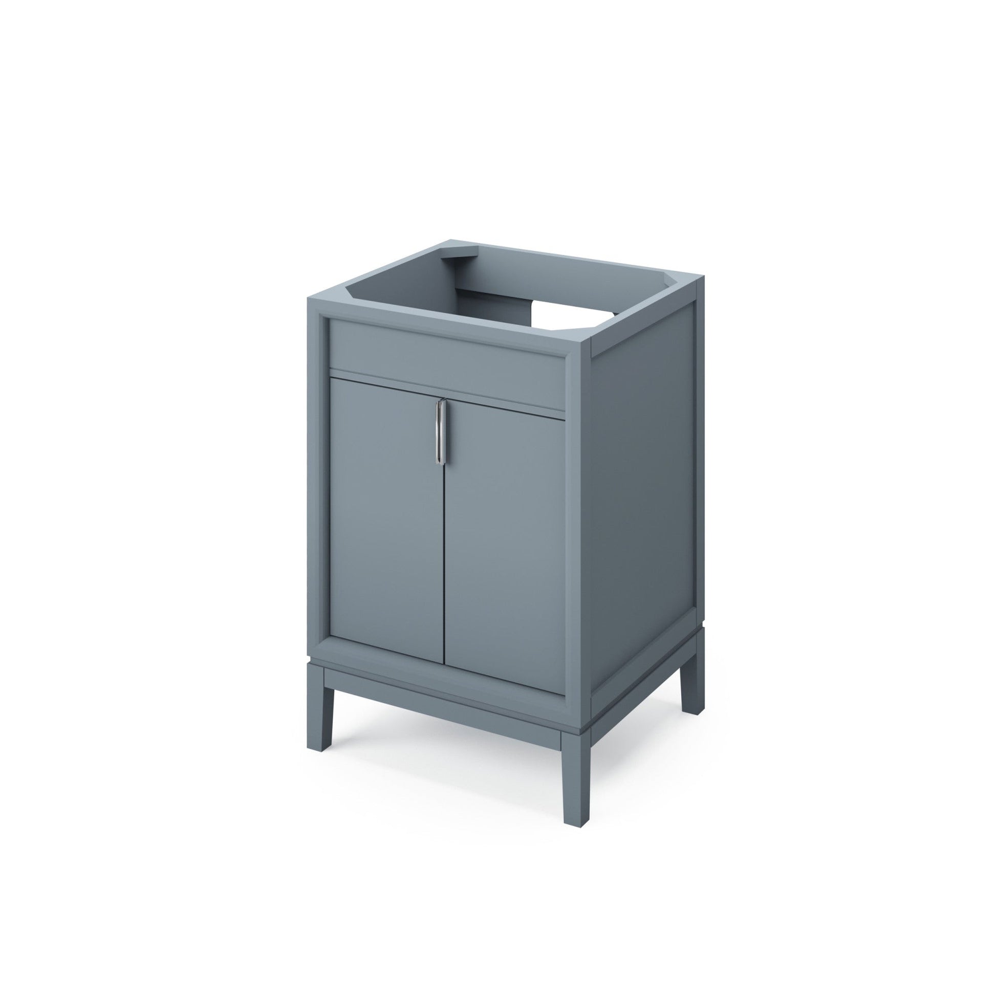 Hardware Resources Jeffrey Alexander Theodora 24" Blue Steel Freestanding Vanity With Steel Gray Cultured Marble Vanity Top, Backsplash and Rectangle Undermount Sink