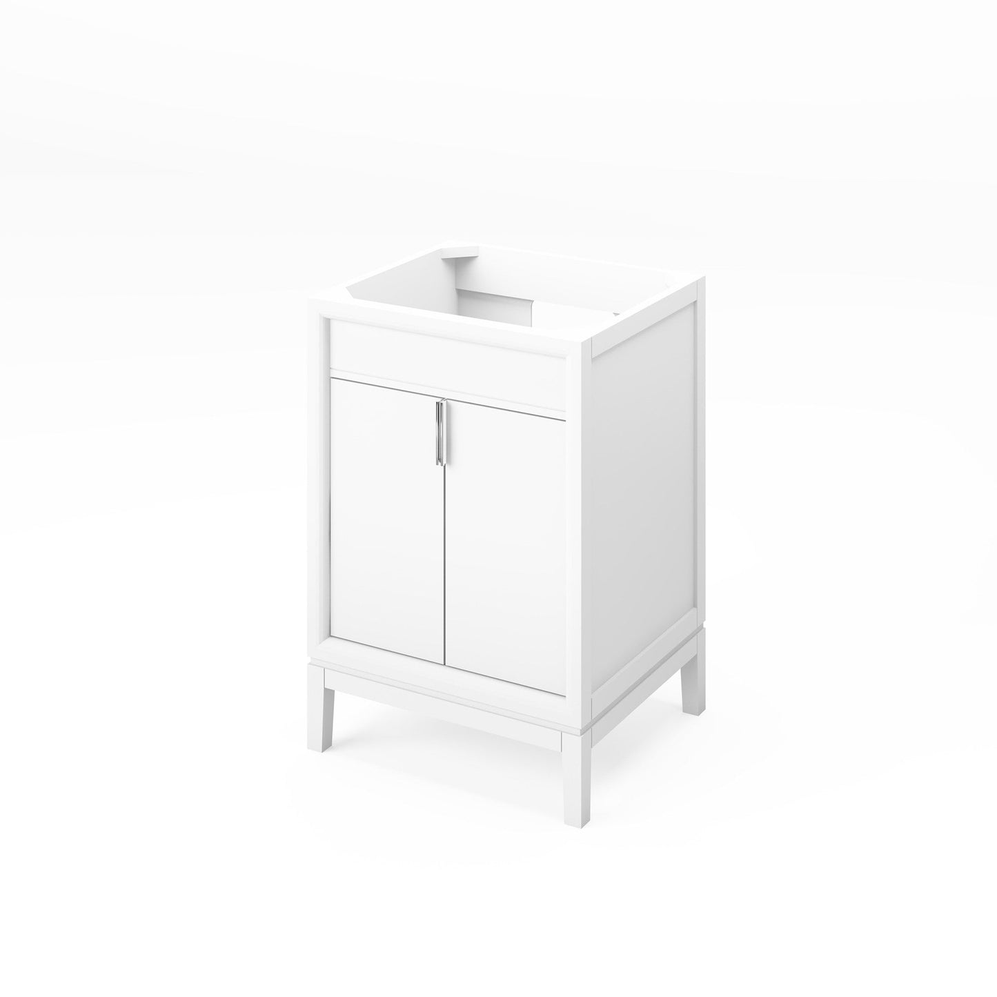 Hardware Resources Jeffrey Alexander Theodora 24" White Freestanding Vanity With Boulder Cultured Marble Vanity Top, Backsplash and Rectangle Undermount Sink