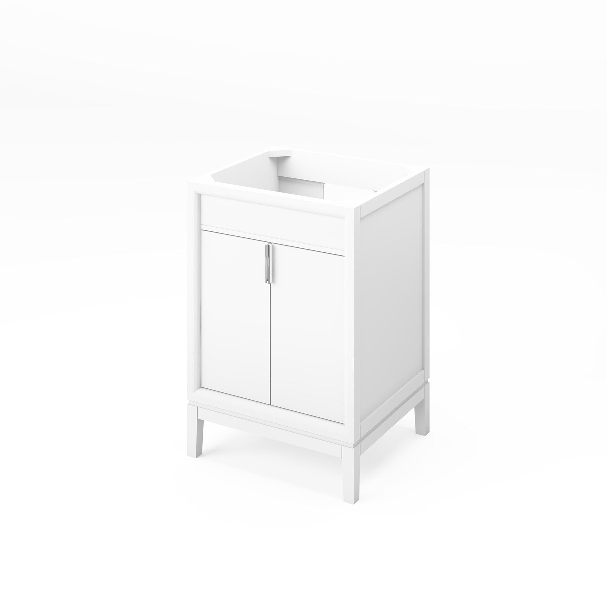 Hardware Resources Jeffrey Alexander Theodora 24" White Freestanding Vanity With Calacatta Vienna Quartz Vanity Top, Backsplash and Rectangle Undermount Sink