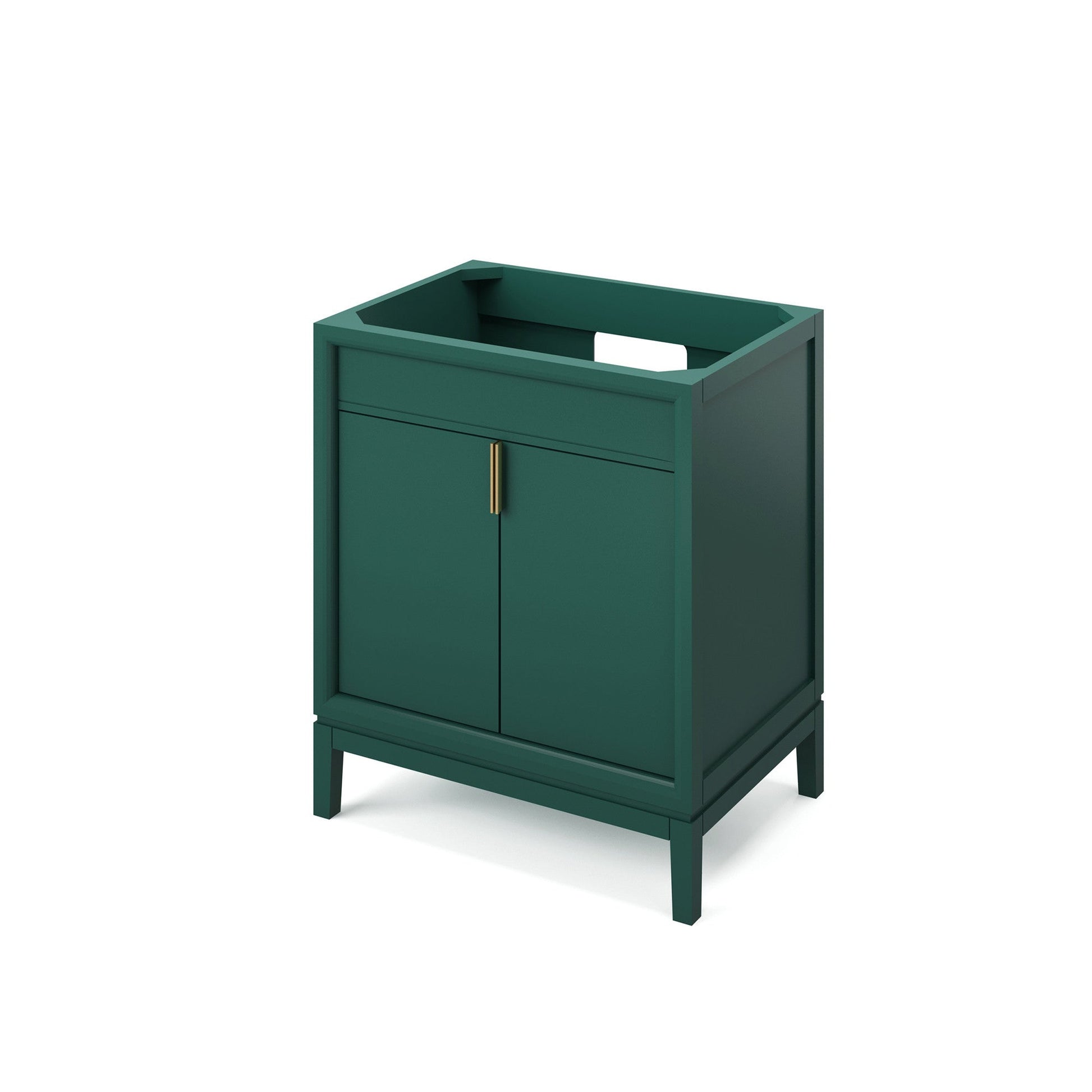 Hardware Resources Jeffrey Alexander Theodora 30" Green Freestanding Vanity With Lavante Cultured Marble Vessel Vanity Top, Backsplash and Rectangle Undermount Sink