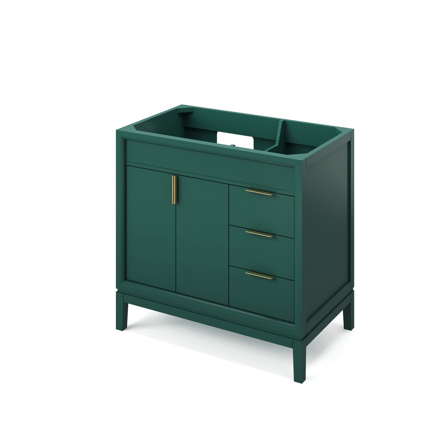 Hardware Resources Jeffrey Alexander Theodora 36" Green Freestanding Vanity With Left Offset, Boulder Vanity Cultured Marble Vanity Top, Backsplash and Rectangle Undermount Sink