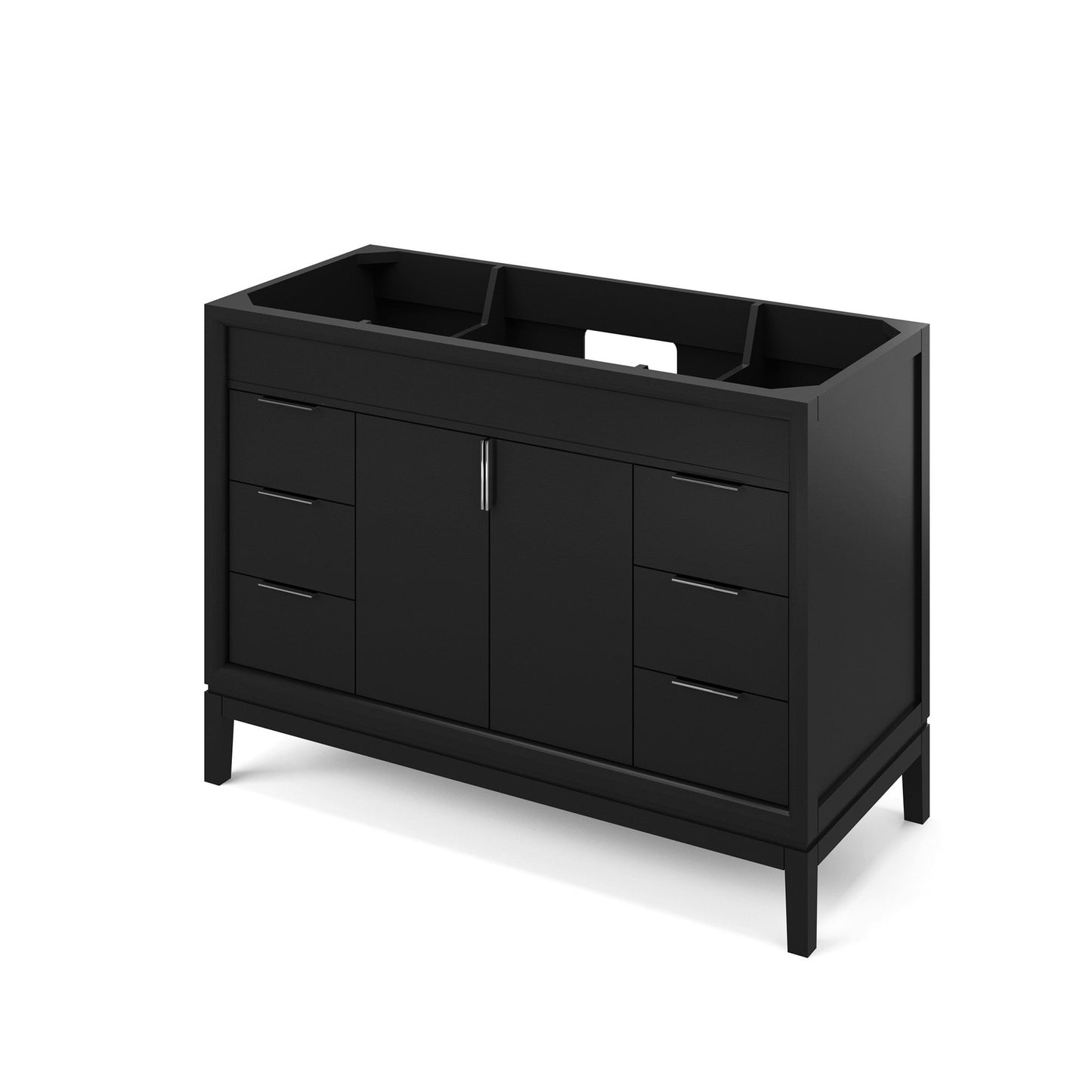 Hardware Resources Jeffrey Alexander Theodora 48" Black Freestanding Vanity With Black Granite Vanity Top, Backsplash and Rectangle Undermount Sink