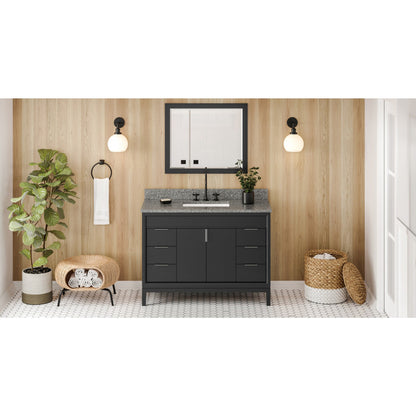 Hardware Resources Jeffrey Alexander Theodora 48" Black Freestanding Vanity With Boulder Cultured Marble Vanity Top, Backsplash and Rectangle Undermount Sink