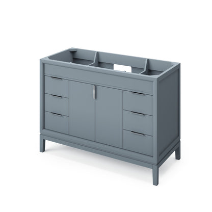 Hardware Resources Jeffrey Alexander Theodora 48" Blue Steel Freestanding Vanity With Black Granite Vanity Top, Backsplash and Rectangle Undermount Sink