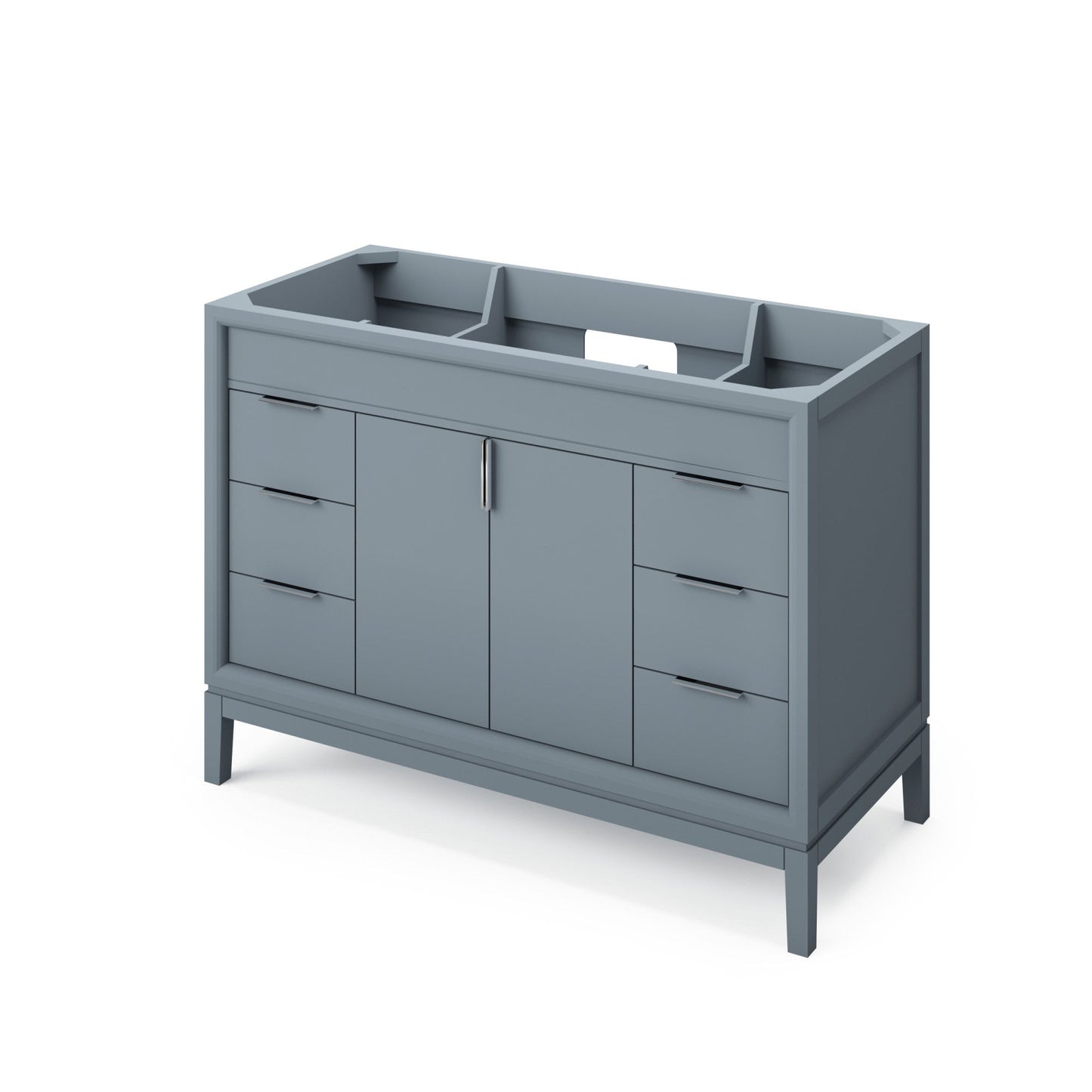 Hardware Resources Jeffrey Alexander Theodora 48" Blue Steel Freestanding Vanity With Boulder Cultured Marble Vanity Top, Backsplash and Rectangle Undermount Sink