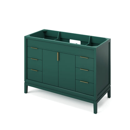 Hardware Resources Jeffrey Alexander Theodora 48" Green Freestanding Vanity With Black Granite Vanity Top, Backsplash and Rectangle Undermount Sink