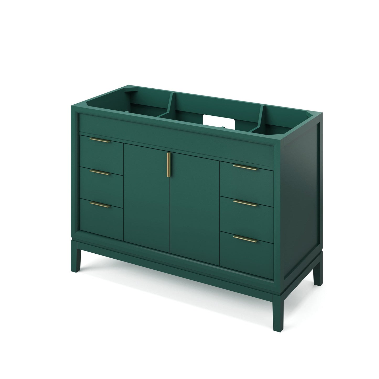 Hardware Resources Jeffrey Alexander Theodora 48" Green Freestanding Vanity With Boulder Cultured Marble Vanity Top, Backsplash and Rectangle Undermount Sink