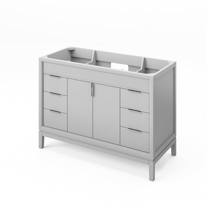 Hardware Resources Jeffrey Alexander Theodora 48" Grey Freestanding Vanity With Black Granite Vanity Top, Backsplash and Rectangle Undermount Sink