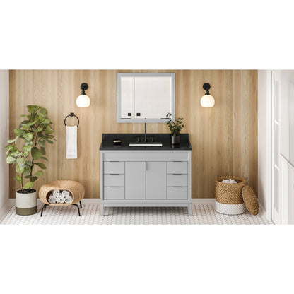 Hardware Resources Jeffrey Alexander Theodora 48" Grey Freestanding Vanity With Black Granite Vanity Top, Backsplash and Rectangle Undermount Sink