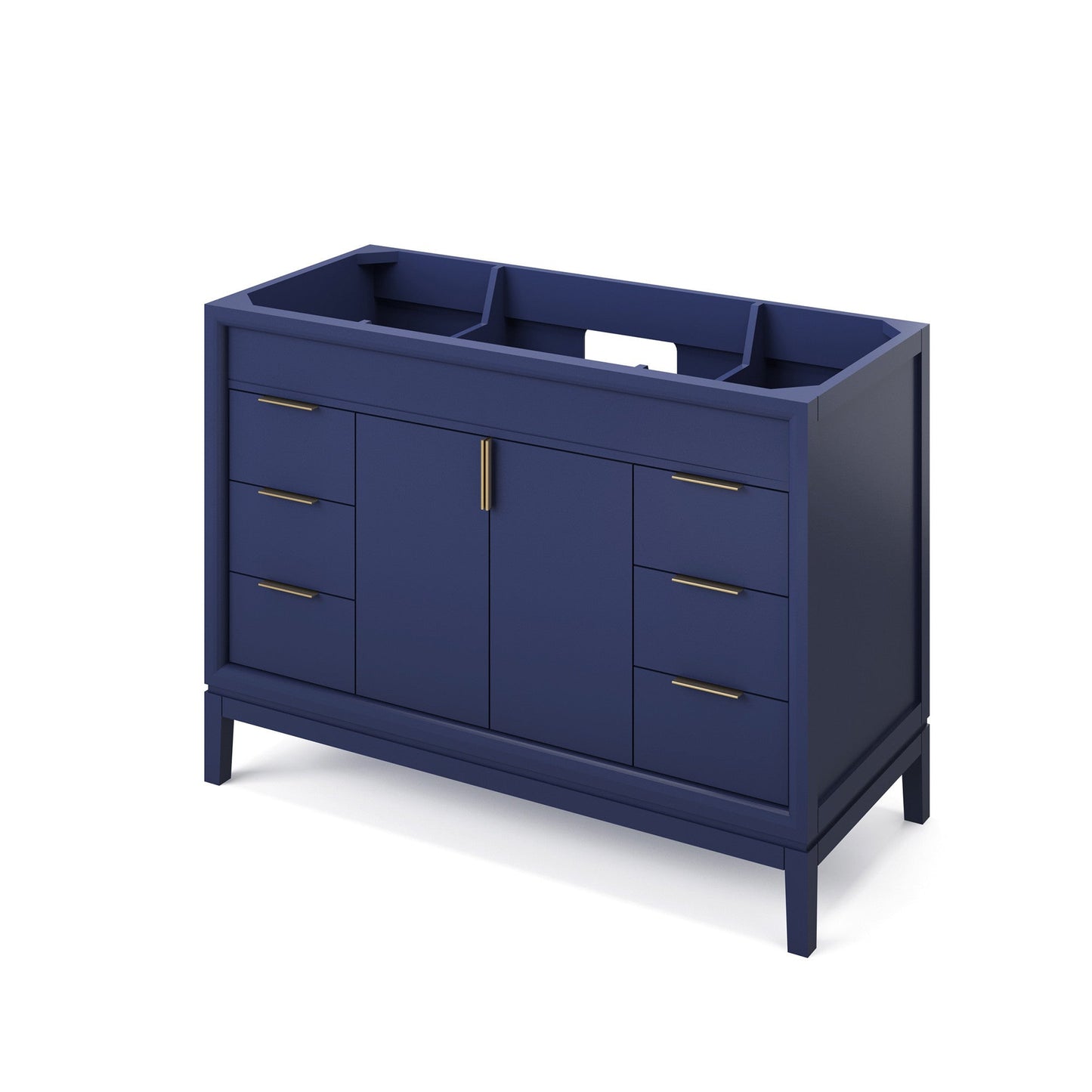 Hardware Resources Jeffrey Alexander Theodora 48" Hale Blue Freestanding Vanity With Black Granite Vanity Top, Backsplash and Rectangle Undermount Sink