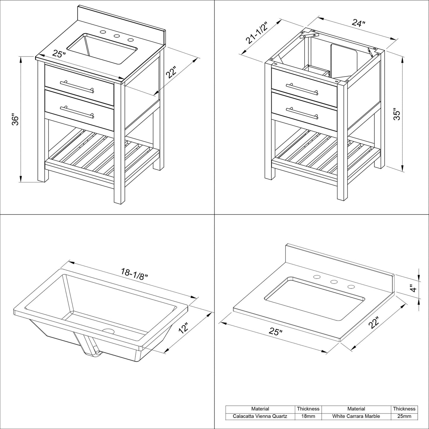 Hardware Resources Jeffrey Alexander Wavecrest 24" Weathered Grey Freestanding Vanity With Black Granite Vanity Top, Backsplash and Rectangle Undermount Sink