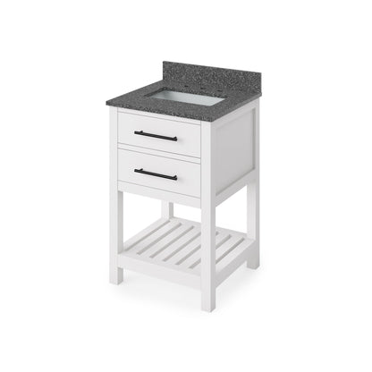 Hardware Resources Jeffrey Alexander Wavecrest 24" White Freestanding Vanity With Boulder Cultured Marble Vanity Top, Backsplash and Rectangle Undermount Sink