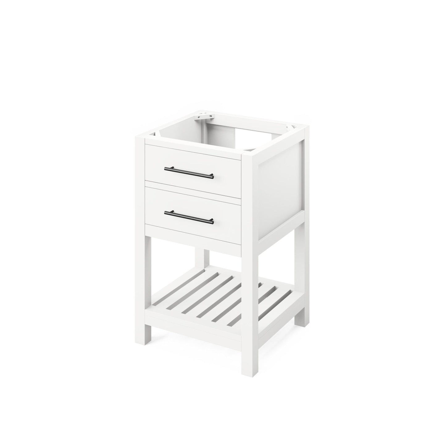 Hardware Resources Jeffrey Alexander Wavecrest 24" White Freestanding Vanity With White Carrara Marble Vanity Top, Backsplash and Rectangle Undermount Sink