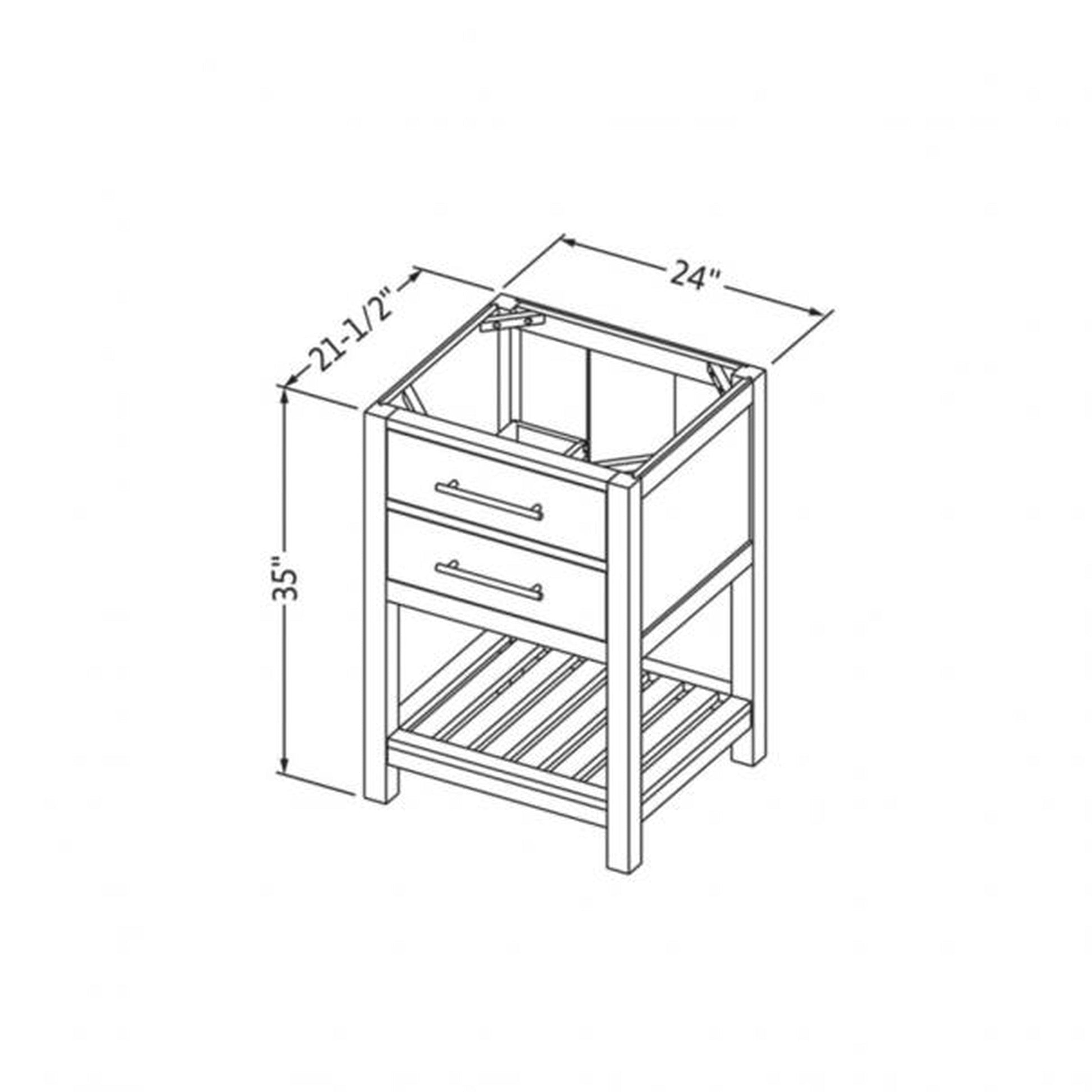 Hardware Resources Jeffrey Alexander Wavecrest 24" White Freestanding Vanity With White Carrara Marble Vanity Top, Backsplash and Rectangle Undermount Sink