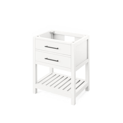 Hardware Resources Jeffrey Alexander Wavecrest 30" White Freestanding Vanity With Calacatta Vienna Quartz Vanity Top, Backsplash and Rectangle Undermount Sink