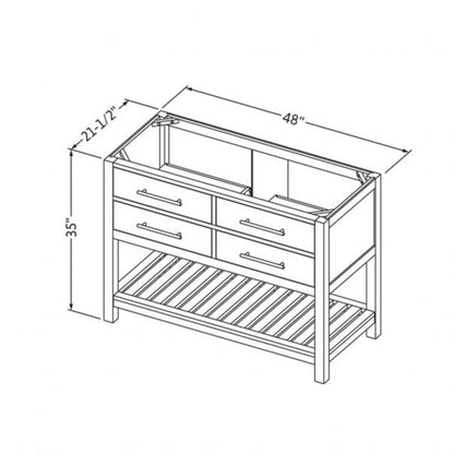 Hardware Resources Jeffrey Alexander Wavecrest 48" Gray Freestanding Vanity With Black Granite Vanity Top, Backsplash and Rectangle Undermount Sink