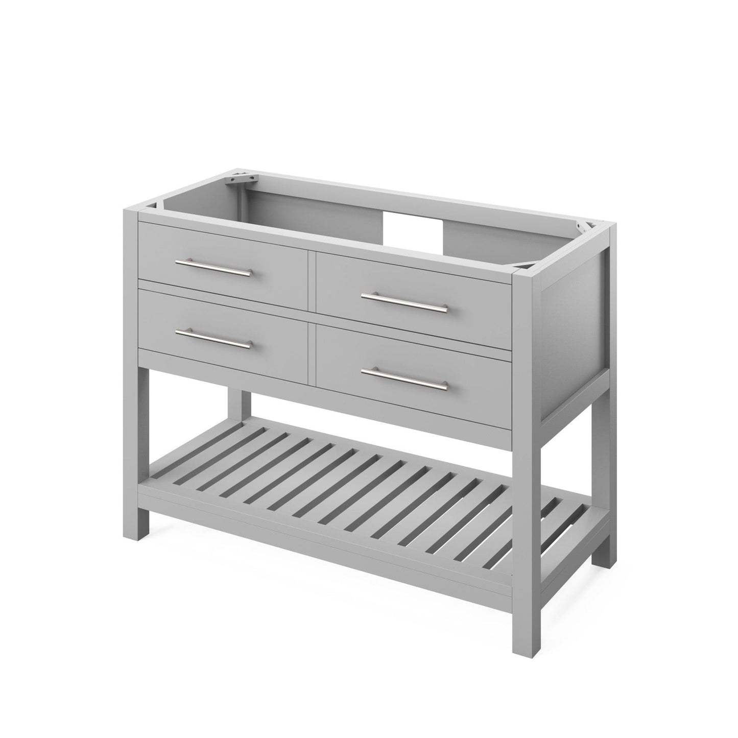 Hardware Resources Jeffrey Alexander Wavecrest 48" Gray Freestanding Vanity With Calacatta Vienna Quartz Vanity Top, Backsplash and Rectangle Undermount Sink