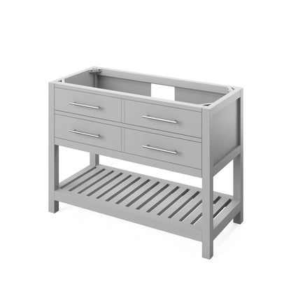 Hardware Resources Jeffrey Alexander Wavecrest 48" Gray Freestanding Vanity With Steel Gray Cultured Marble Vanity Top, Backsplash and Rectangle Undermount Sink