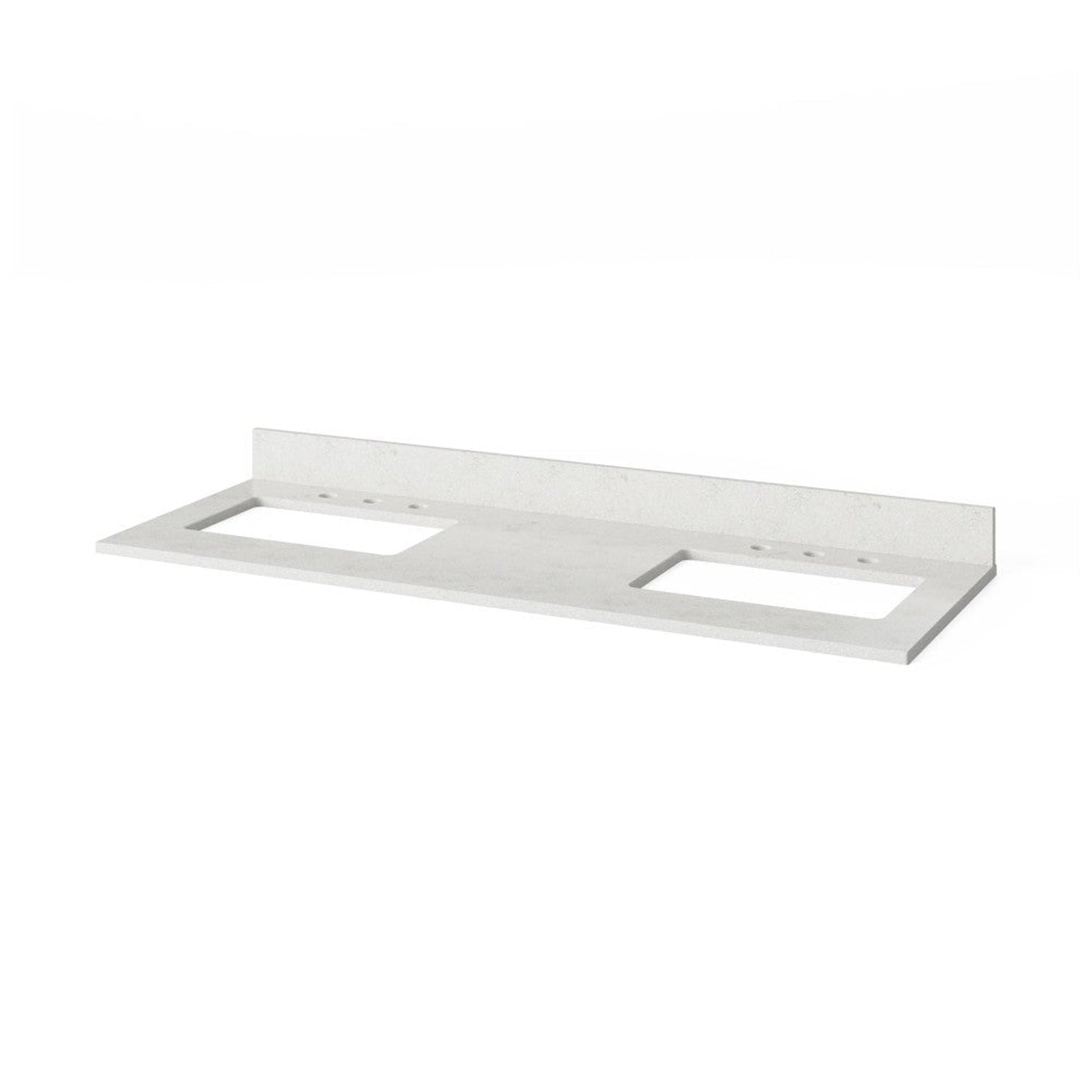 Hardware Resources Jeffrey Alexander Wavecrest 60" Gray Freestanding Vanity With Double Bowl, Arctic Stone Cultured Marble Vanity Top, Backsplash and Rectangle Undermount Sink